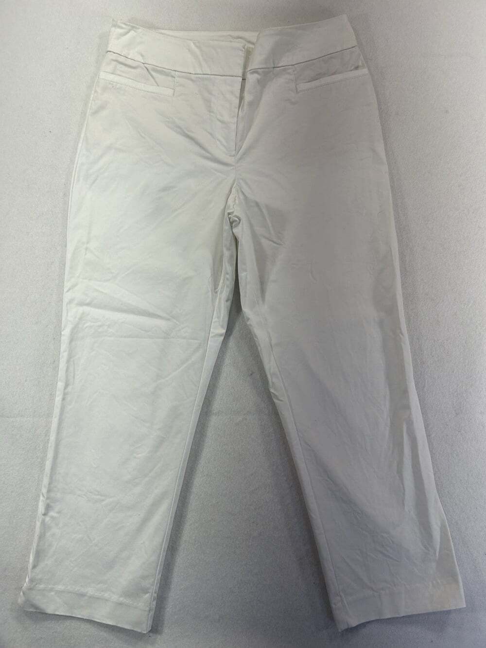 Ann Taylor Factory Womens Size 6 White Ankle Pants Straight Leg Career Dress